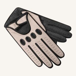 M.A.M.A. Women's Hand Gloves For Driving - Light Beige, Black